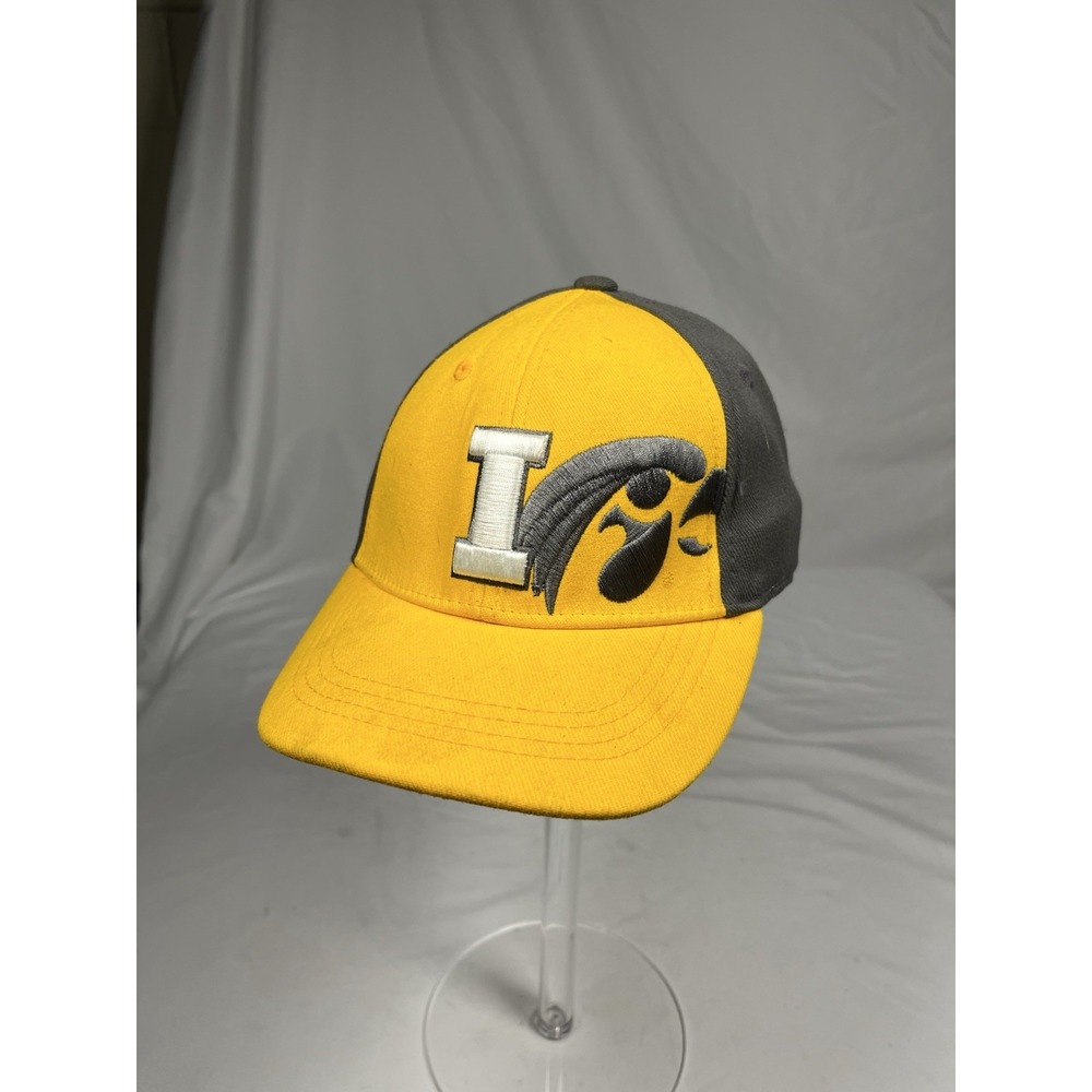 Iowa Hawkeyes Youth Flex Fit Hat Black Gold Embroidered Logo NCAA Cap